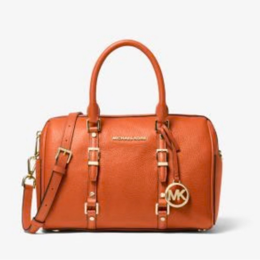 Michael Kors Bedford Legacy Brandy Leather Dome Satchel Crossbody Bag
